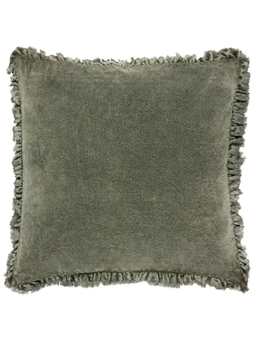 Outlet Yard Bertie 100% Washed Cotton Velvet 45 x 45cm Cushion Moss Green