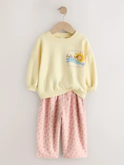 Outlet Next Yellow Animal Print Sweatshirt and Barrel Leg Joggers Set (3mths-7yrs)