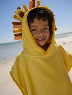New Next Towelling Poncho (9mths-6yrs) Yellow Lion