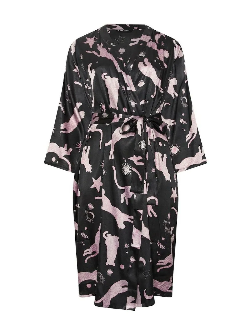 Outlet Yours Curve Satin Robe Blue