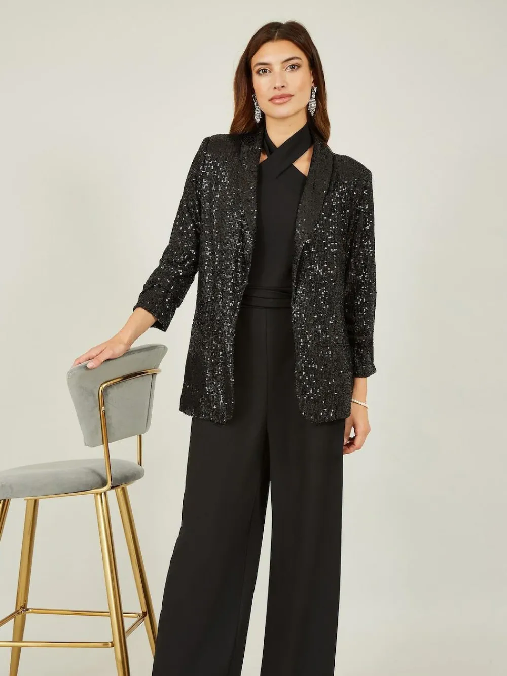 Best Yumi Sequin Blazer With Pockets Black