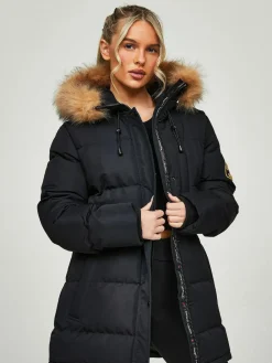 Discount Zavetti Canada Womens Goshawa Puffer Parka Jacket Jet Black
