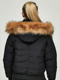 Best Zavetti Canada Womens Olivia Bomber 100% Cotton Jacket Jet Black
