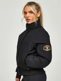 Best Zavetti Canada Womens Olivia Bomber 100% Cotton Jacket Jet Black
